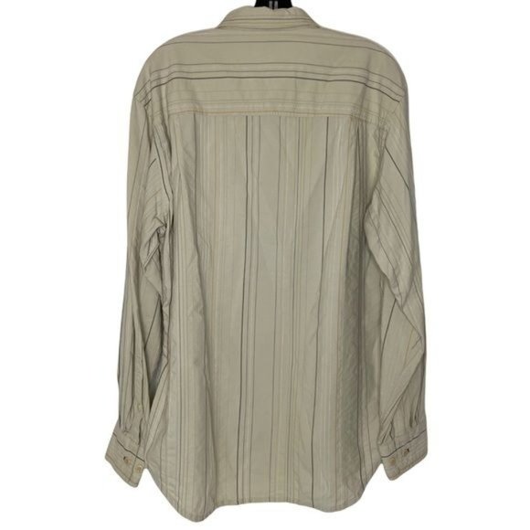 Tommy Bahama Men's Size M Silk Blend Striped Cream Long Sleeve Button Up - Picture 3 of 4